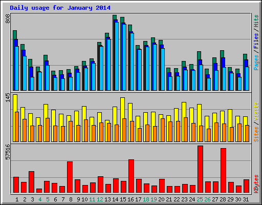 Daily usage for January 2014