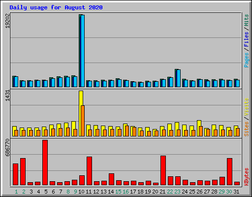 Daily usage for August 2020