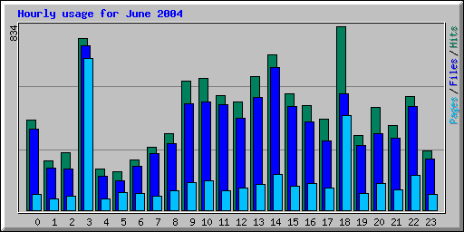 Hourly usage for June 2004