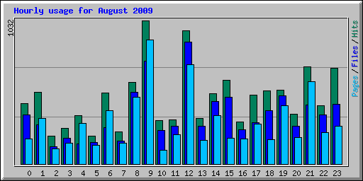 Hourly usage for August 2009